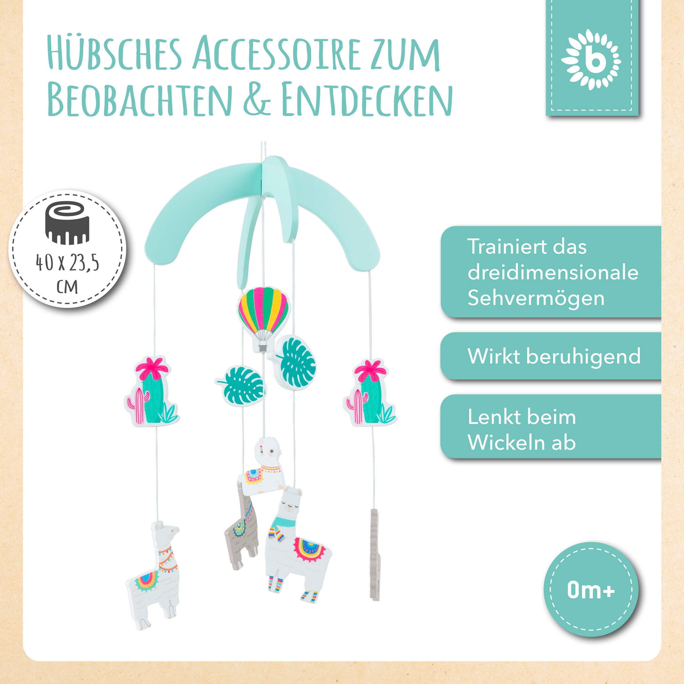 Bieco Mobile Holz Lama - ab Geburt Mehrfarbig