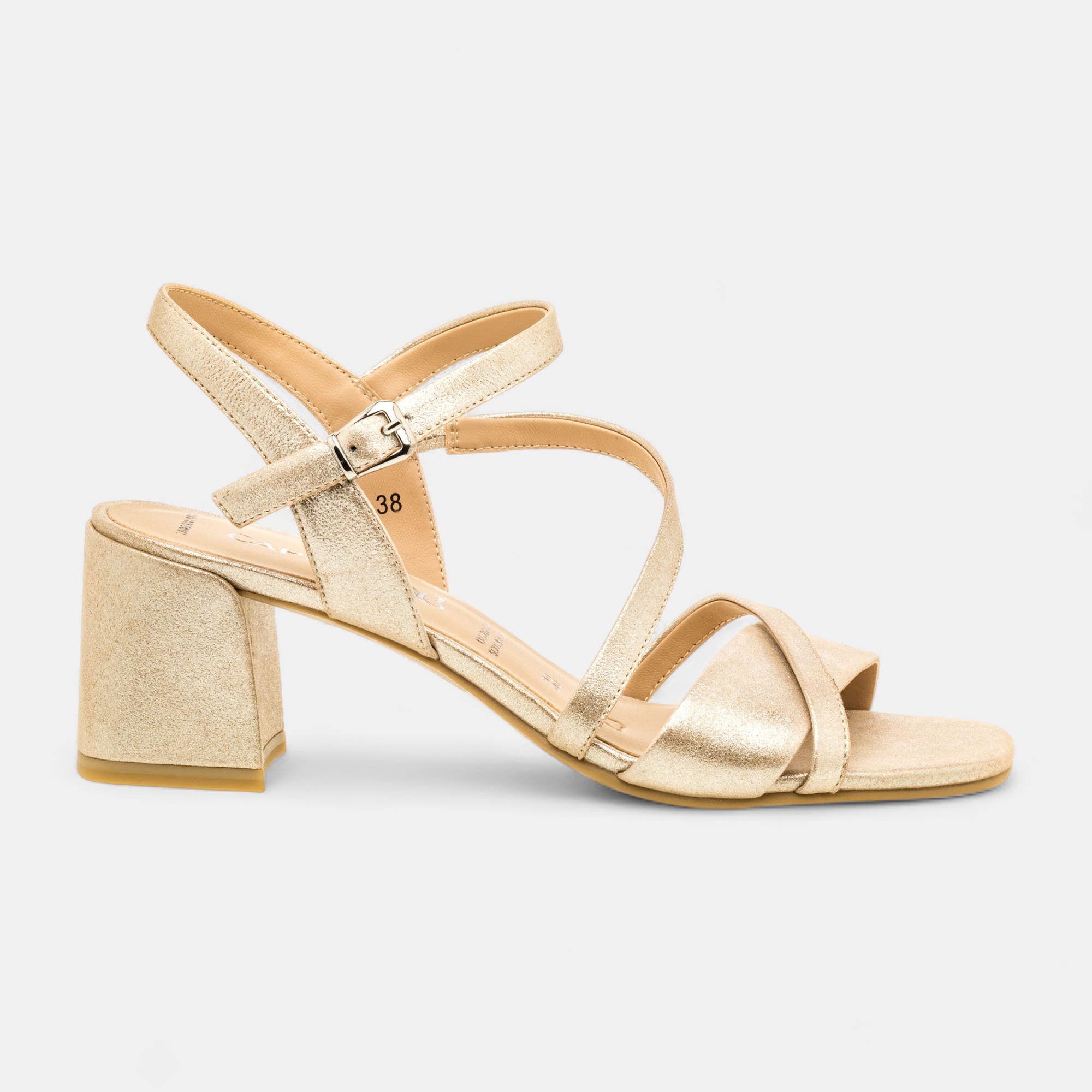 Nu-pieds à talon Femme en cuir or