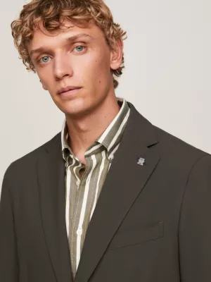 Blazer slim de tecido liso com abotoamento simples