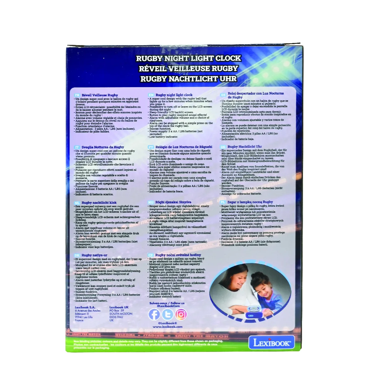 LEXIBOOK Réveil Ballon de rugby LED