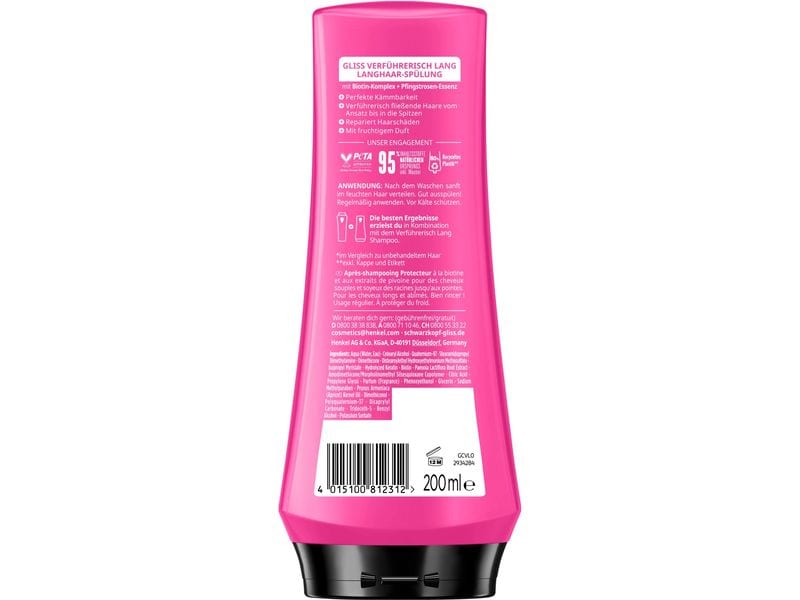 Schwarzkopf GLISS Haarspülung Verführerisch Lang 200 ml Conditioner sorgt für perfekte Kämmbarkeit
