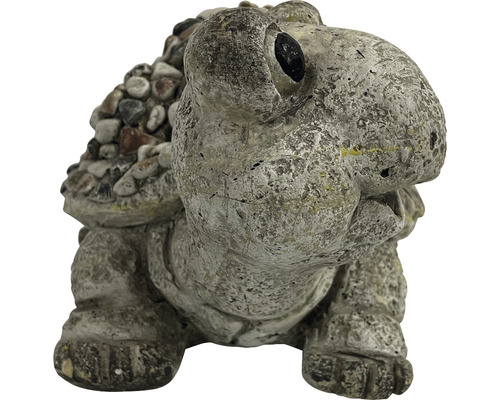 Tuinfiguur, decoratief figuur, Lafiora schildpad, glasvezel, 31 x 21 x 17 cm, grijs