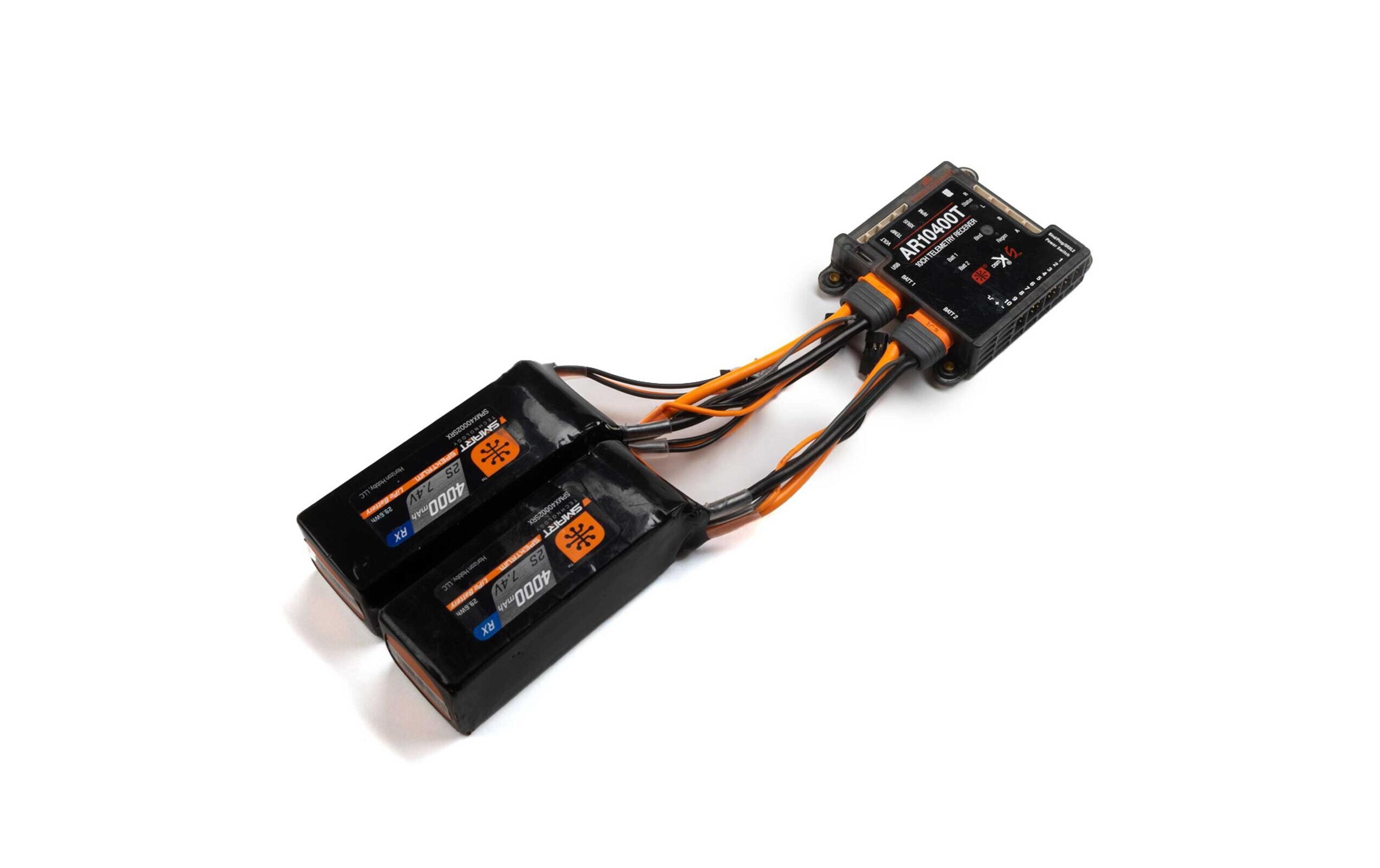 Empfänger AR10400T Powersafe 10-Kanal DSMX<br>Telemetriefähiger Empfänger mit Akkuweiche und 2 Satellitenempfänger