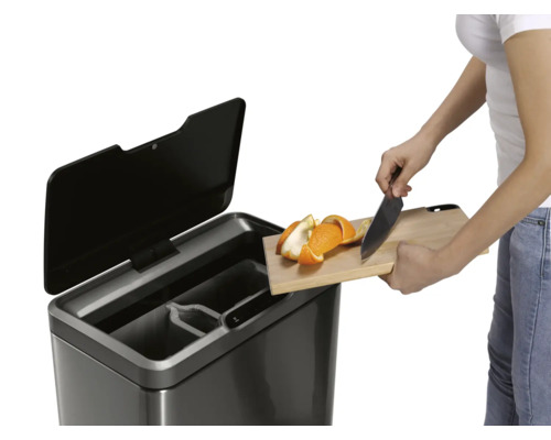 EKO Mirage sensor-geactiveerde prullenbak, 2 compartimenten, 20 liter, mat roestvrij staal
