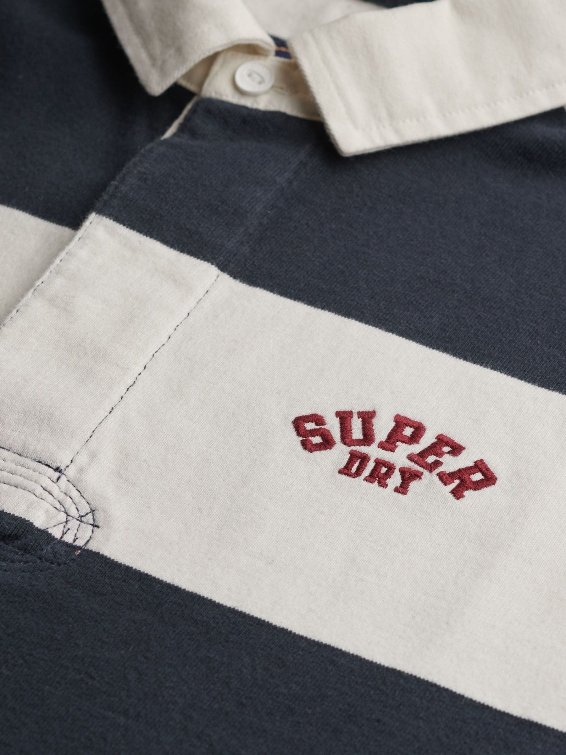 Blauw - Superdry Vintage Athletic Stripe Rugby Top