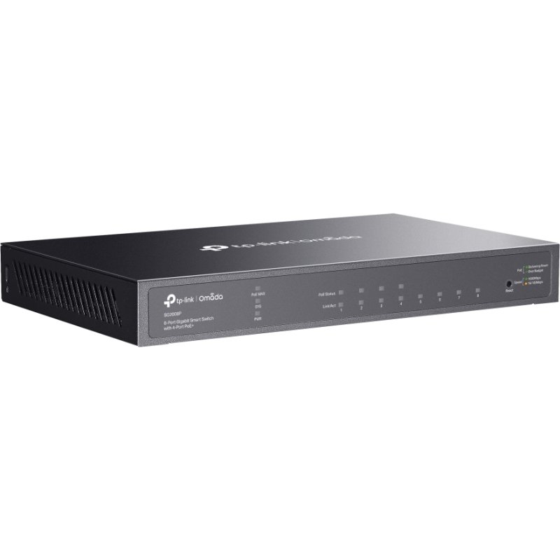 TP-Link Omada TL-SG2008P Géré L2/L2+ Gigabit Ethernet (10/100/1000) Connexion Ethernet, supportant l'alimentation via ce port (PoE) Noir