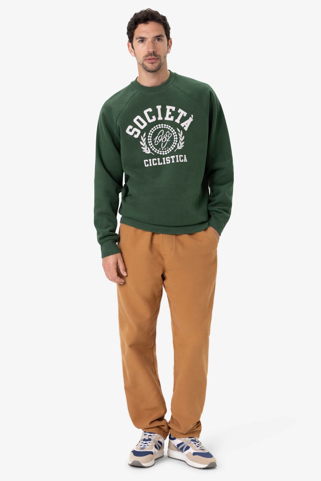 Donkergroene sweater met print