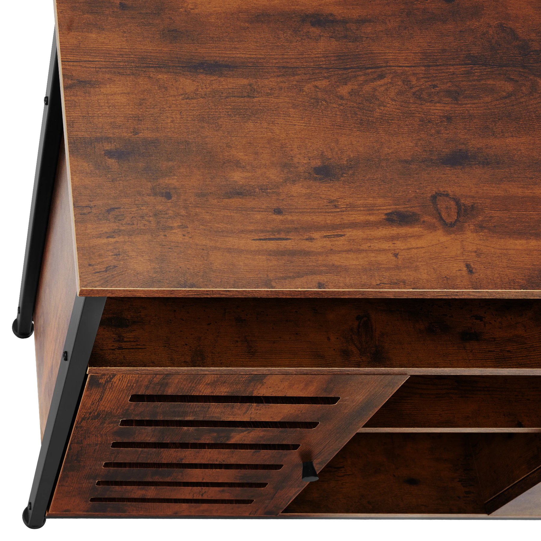 tectake® Sideboard, Industrial Style, 2 Ablagen, 3 Staufächer, mit höhenverstellbaren Kunststofffüßen, 100 x 37 x 82 cm