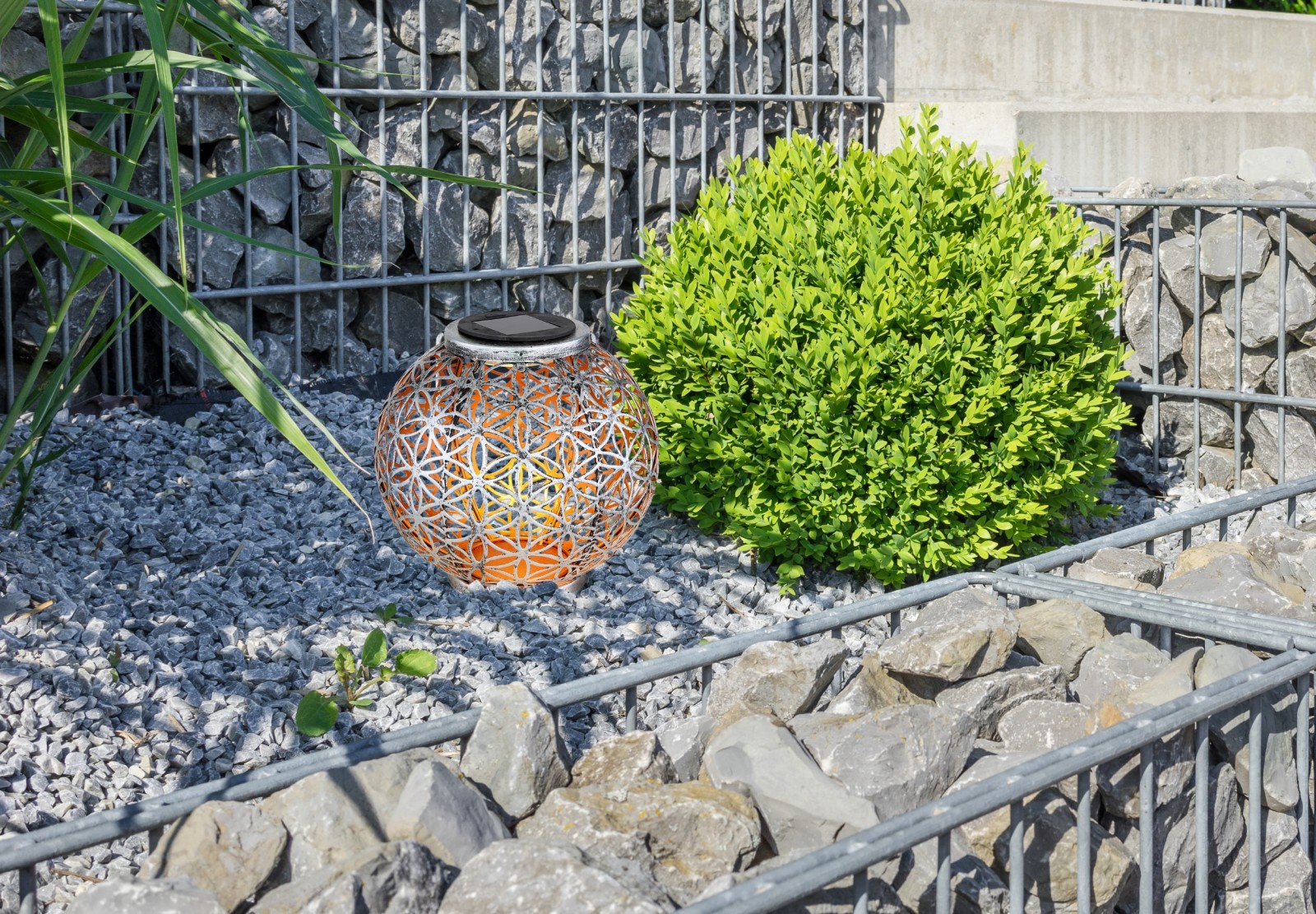 Solarleuchte - silberfarben antik - floral - 29 cm hoch