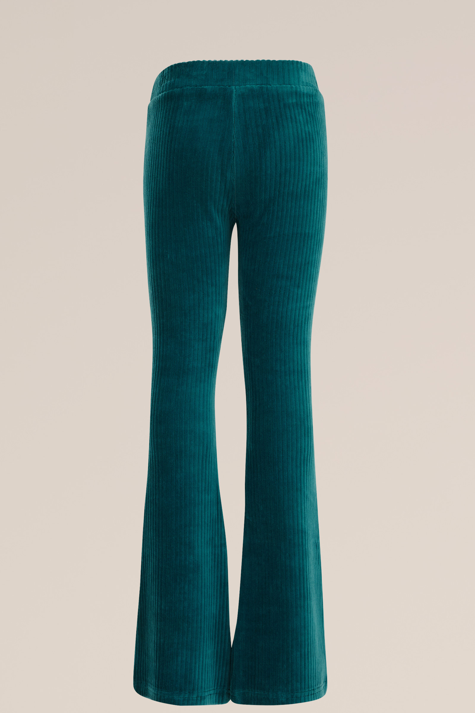 Meisjes velvet flared legging van ribstof WE Fashion Zeegroen