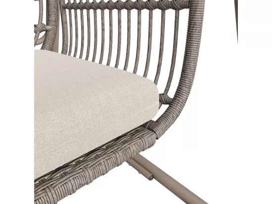 Chaise de balançoire jardin rotin PE 2 sièges dossier marron clair coussins ensemble de mobilier de jardin pour l'extérieur beiges
