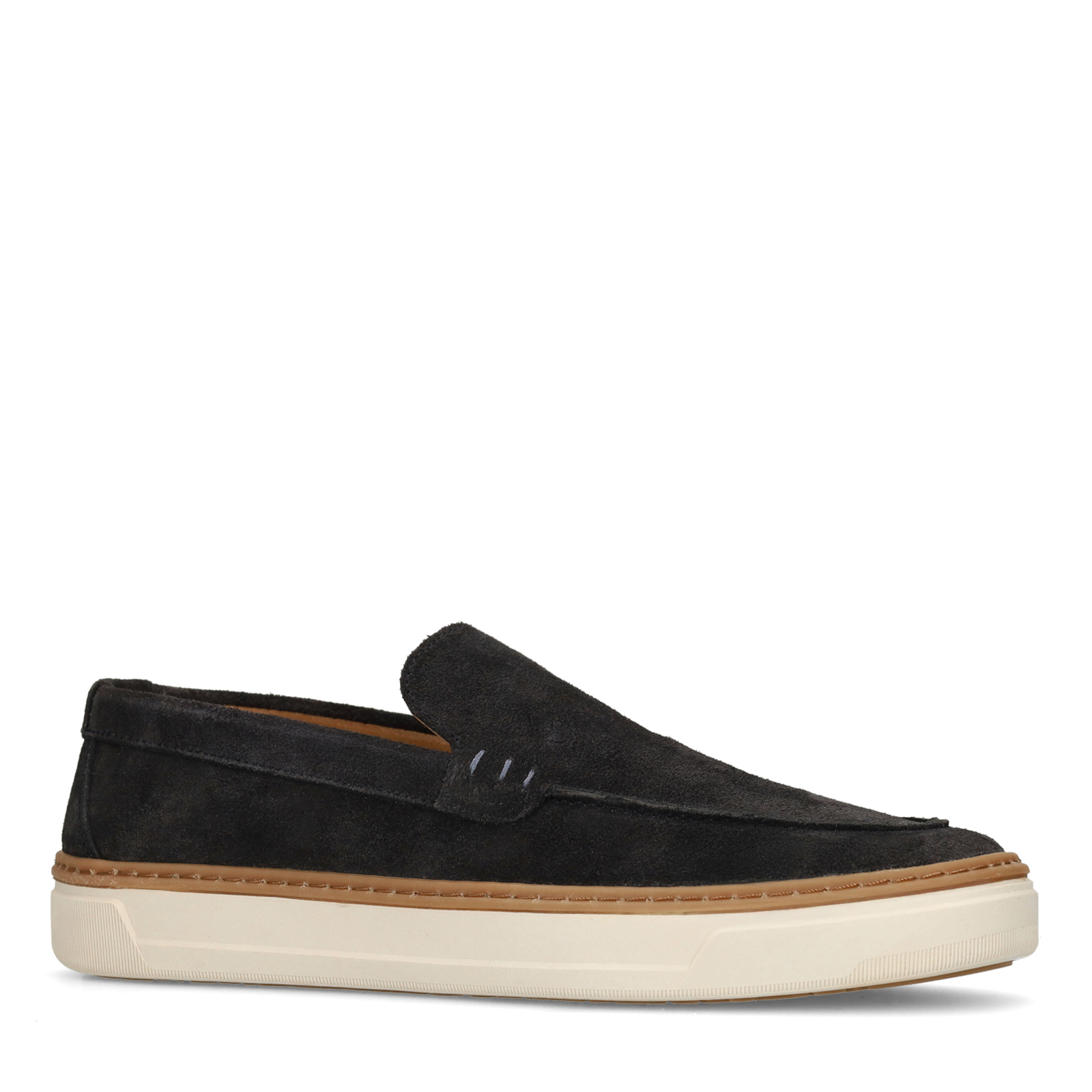 Donkerblauwe suède loafers