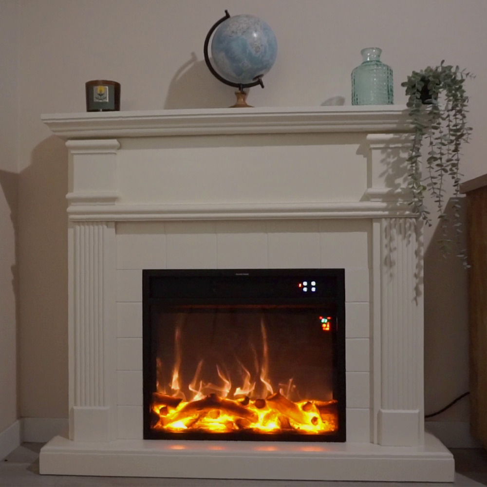 Cheminee murale 1500w caminetto fuego omar blanco