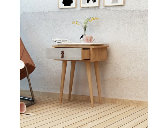 CONCEPT1 - Console Astava chêne blanc 40 x 35 x h65,6cm