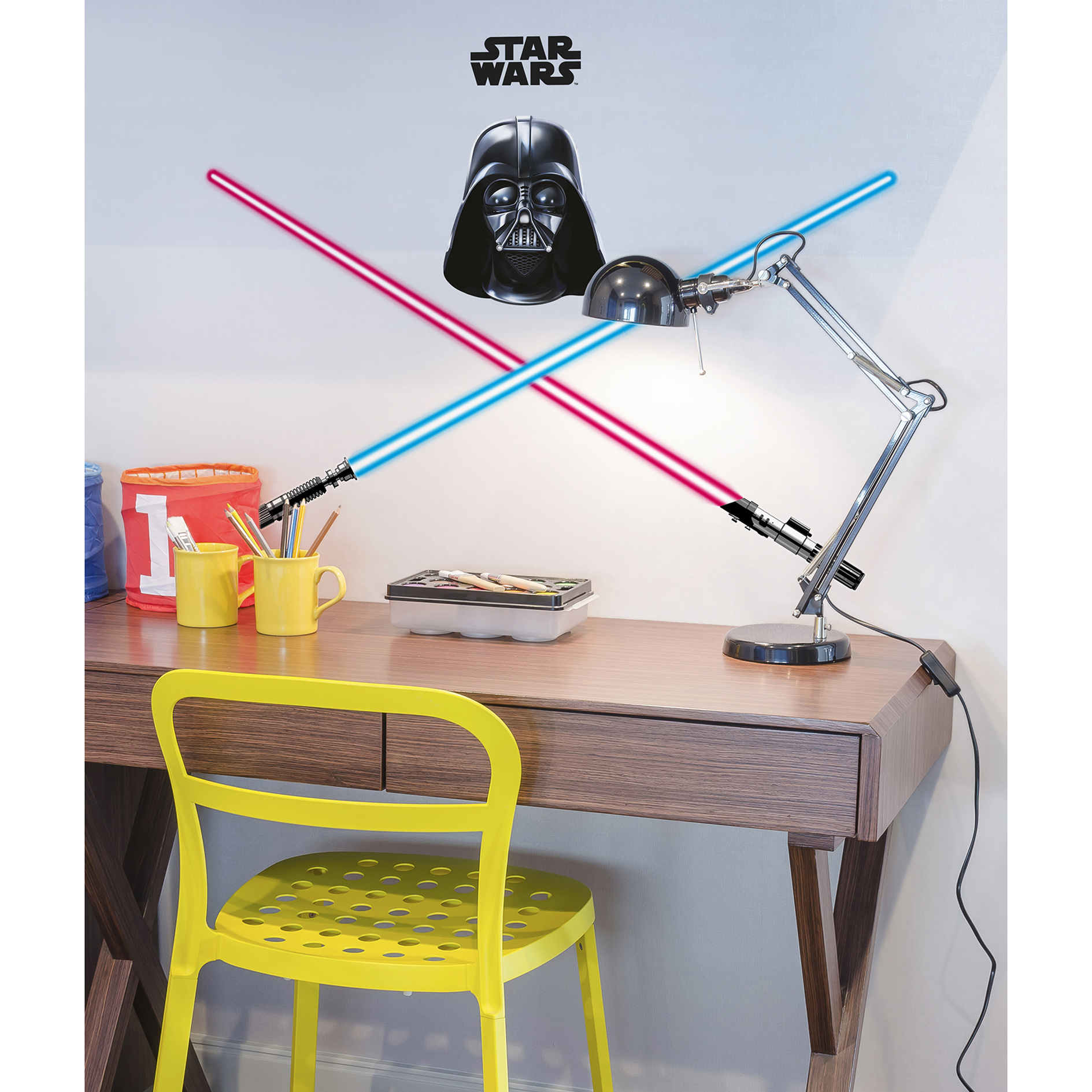 Wandtattoo DARTH VADER - schwarz-rot-blau - 50x70 cm