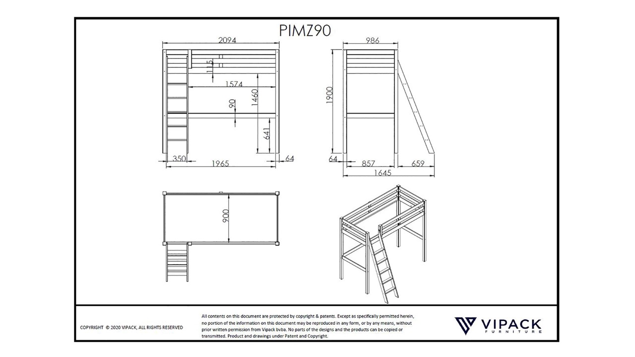 Hoogslaper Pino Mezzanine wit