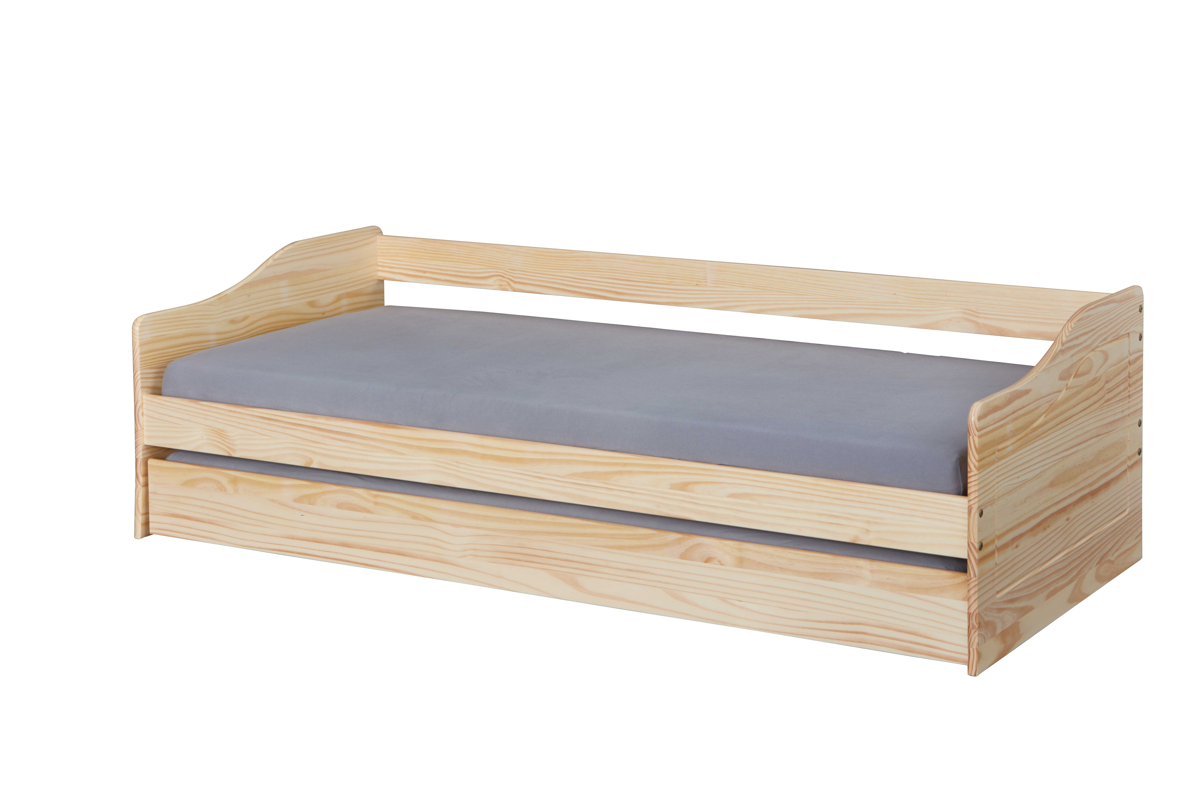 Inter Link Funktionsbett Kinderbett Leonie 90x200 cm inkl. Lattenrost und Ausziehbett - versch. Ausführungen - Farblos