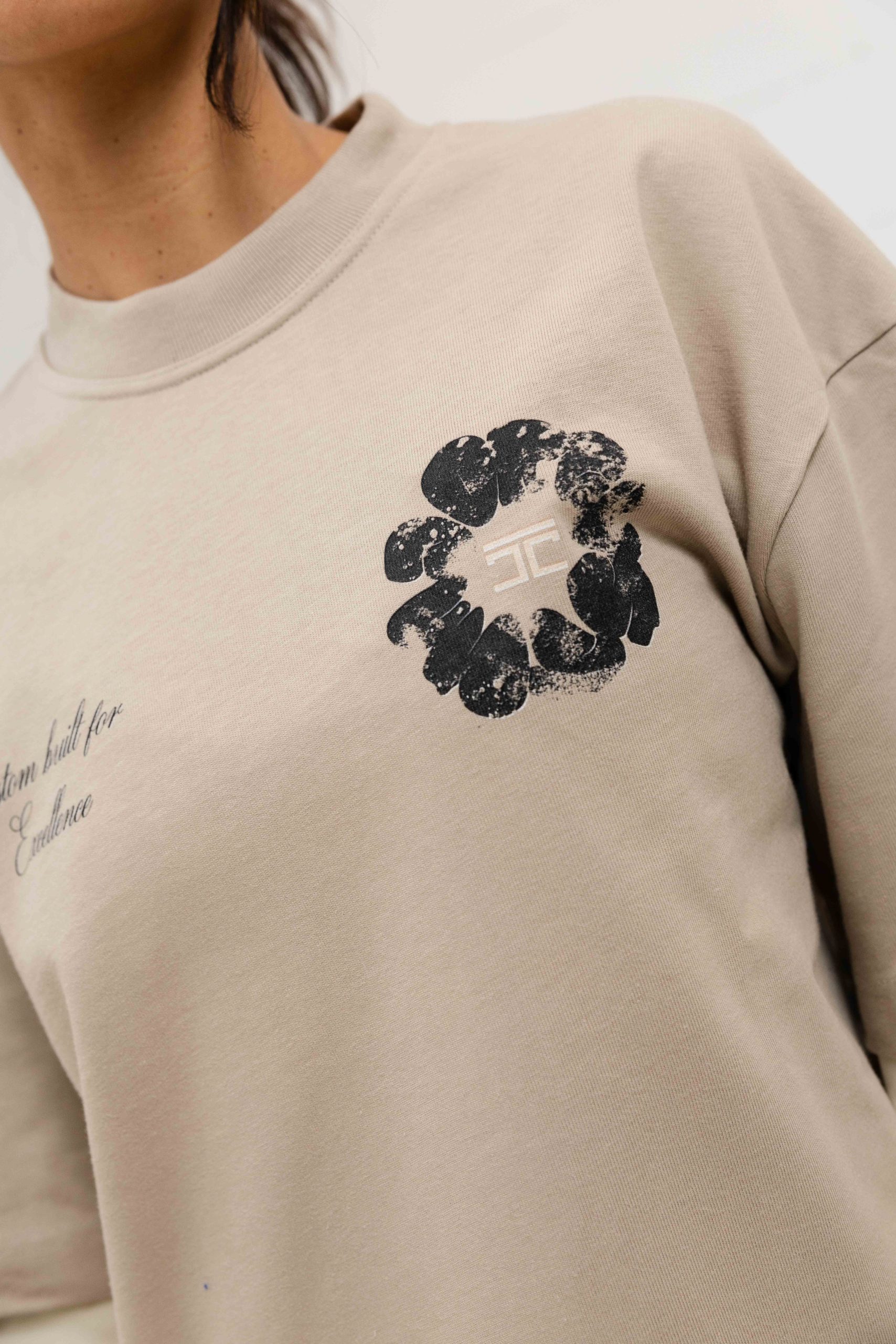 Jorcustom Flowers Double Layered Longsleeve T-Shirt Dames Taupe/Beige