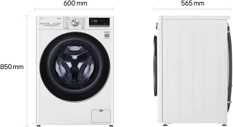 LG Electronics V7WD96H1A Waschtrockner mit AI DD | 9 kg Waschen | 6 kg Trocknen | 1400 U/Min | Steam | TurboWash 360° | Neue Wohlfühl-Trommel | Wi-Fi-Funktion | Weiß