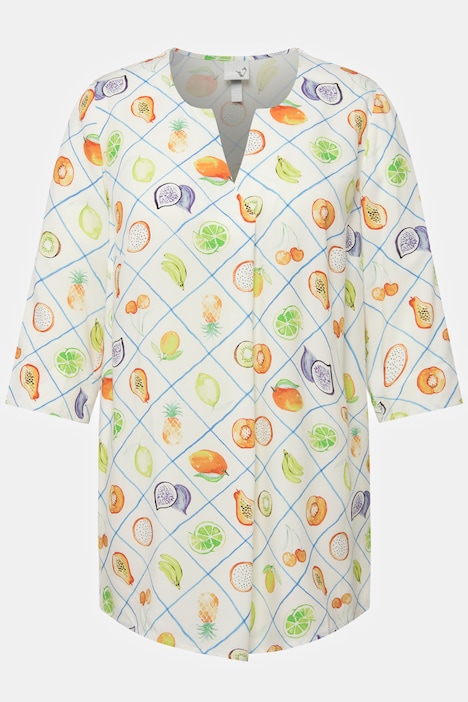 Tunika, A-Line, Frucht Print, 3/4-Ärmel