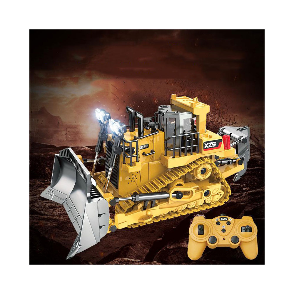 Ferngesteuerter 2.4GHz RC Spielzeug Raupenschlepper Bulldozer   Fernbedienung mit Geräuschfunktion und Beleuchtung - Gelb