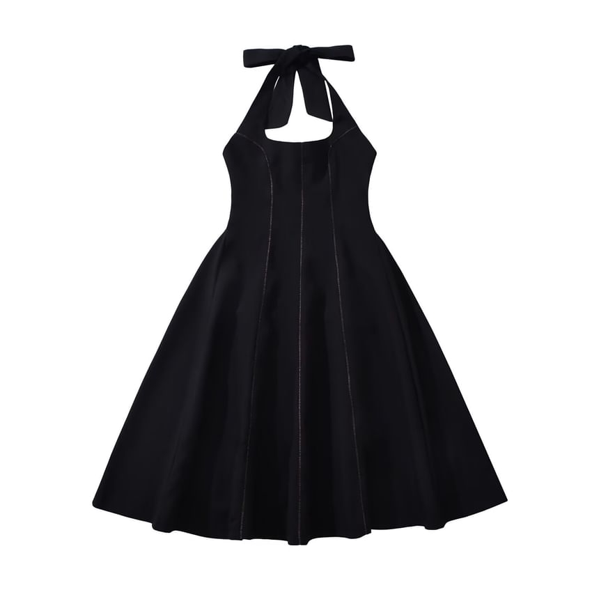 Cumulys - Halter Cutout Panel Midi A-lijn Jurk