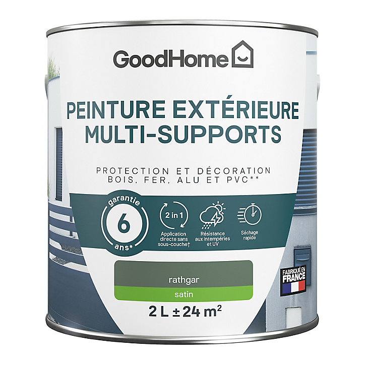 Peinture extérieure multi-supports GoodHome Rathgar vert 2L