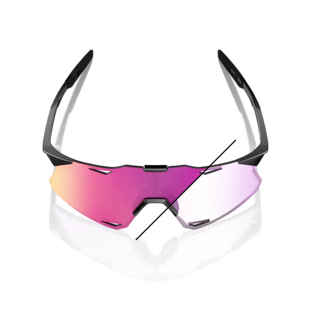 100% Hypercraft Sport Zonnebril Zwart met Photochromic Purple Mirror Lens