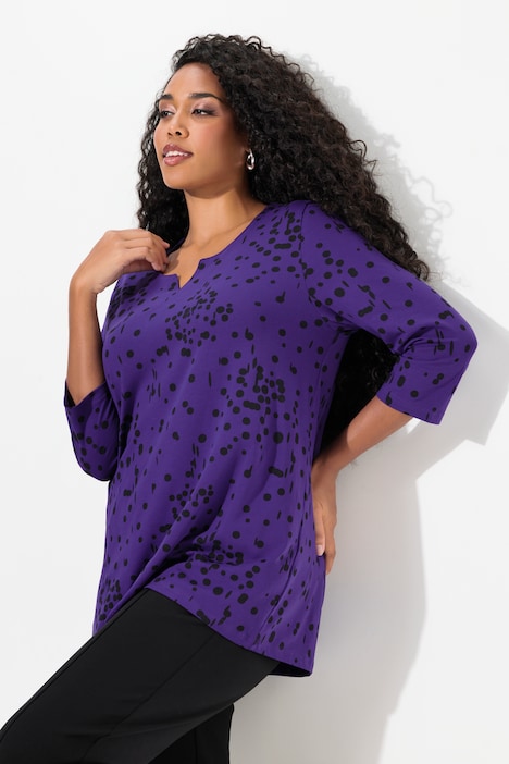 Shirt, Tupfen, Tunika-Ausschnitt, 3/4-Arm