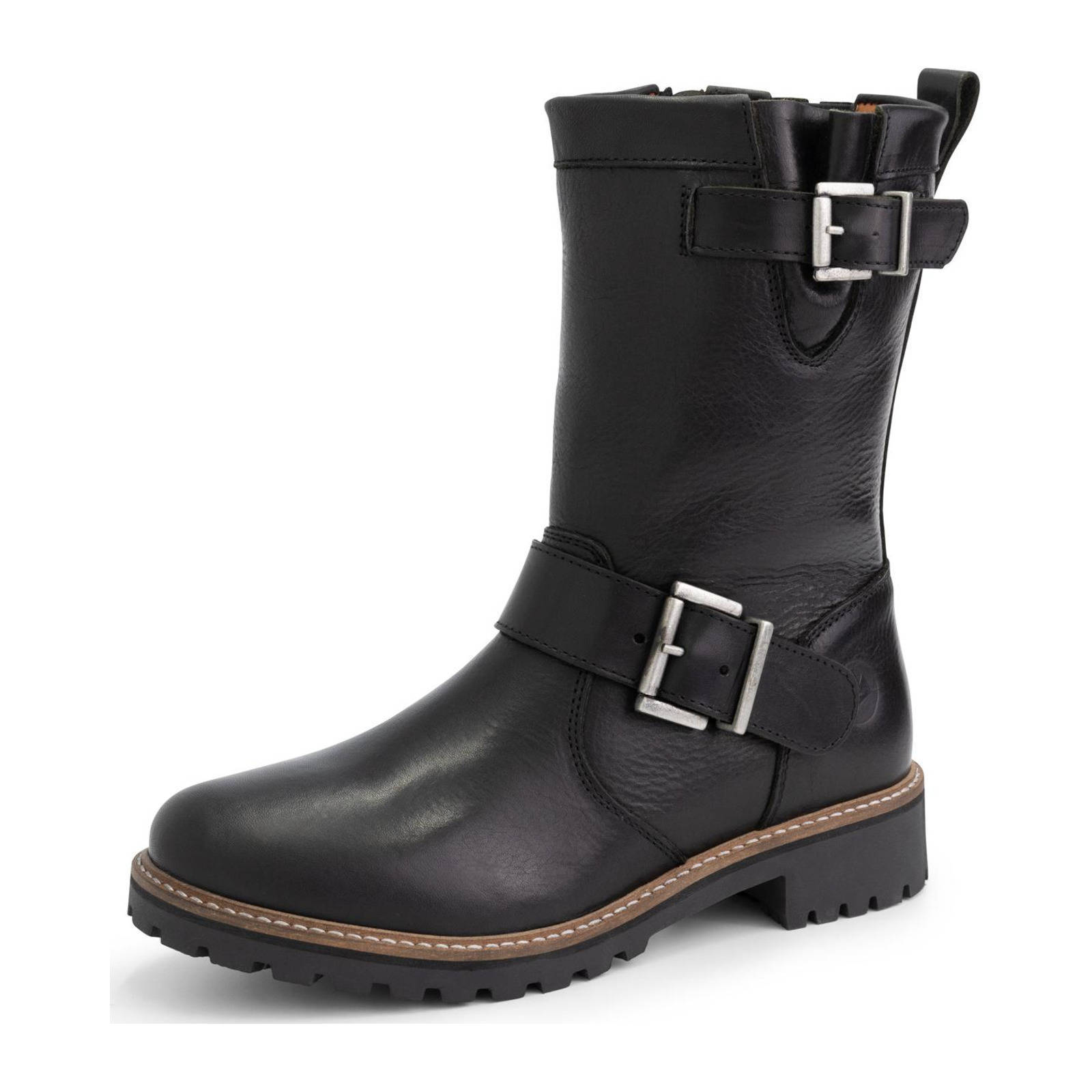Travelin Silkeborg Lady  leren bikerboots zwart