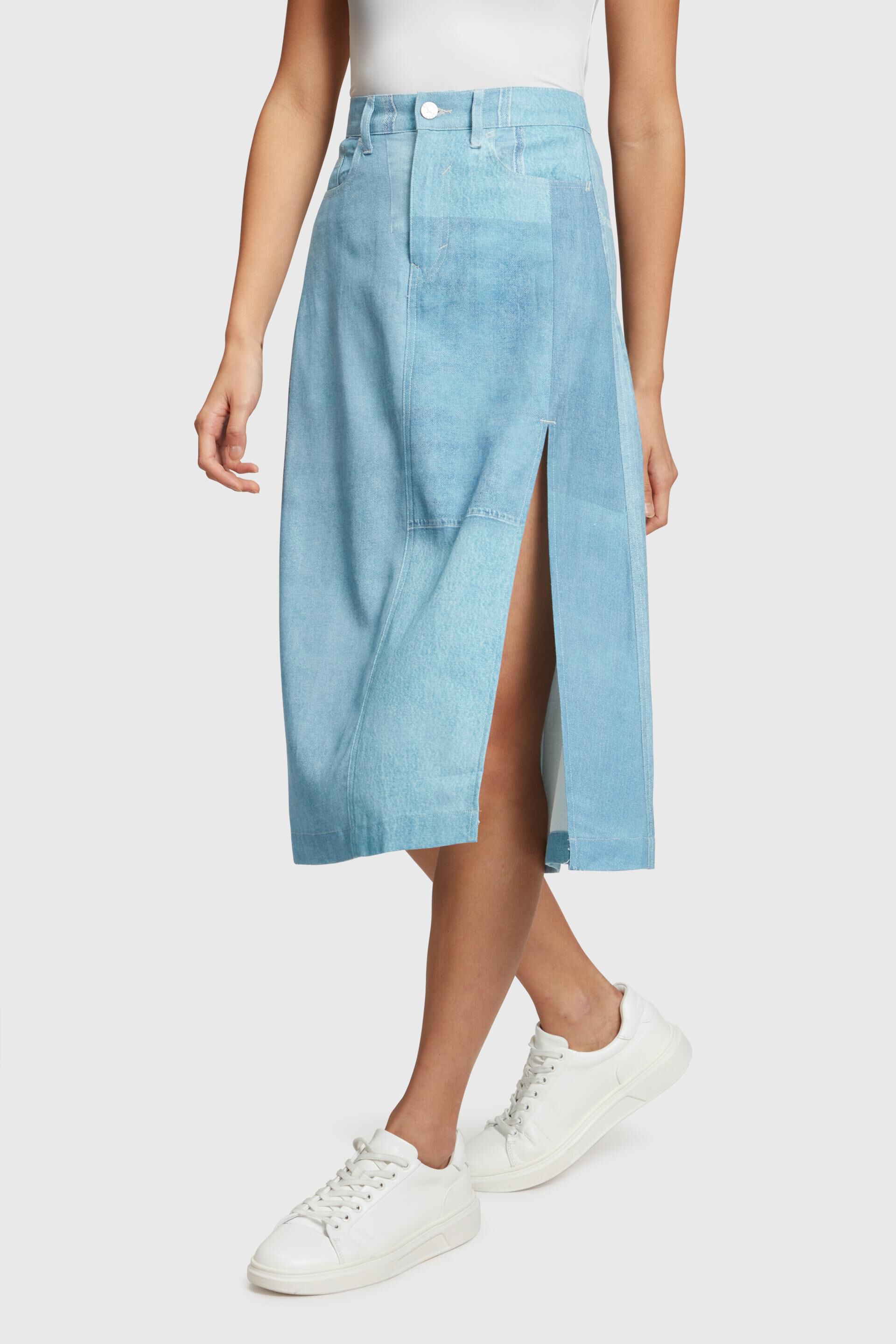 Jupe à imprimé denim all-over