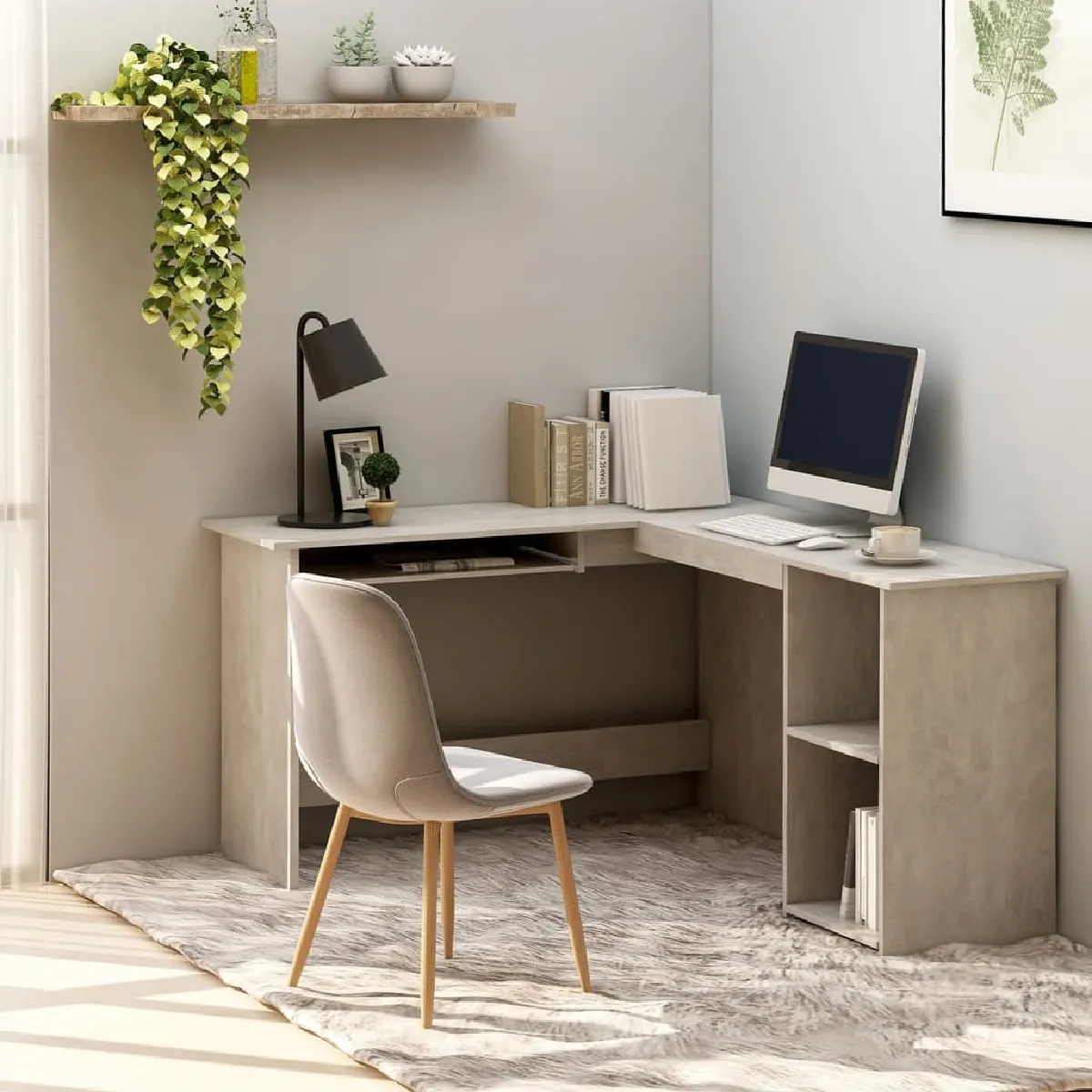 vidaXL Bureau d'angle - Gris béton