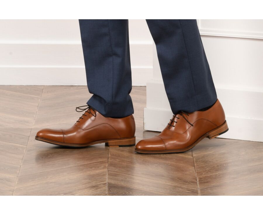 Richelieu homme Cognac semelle cuir avec patin - BRACKLEY PATIN