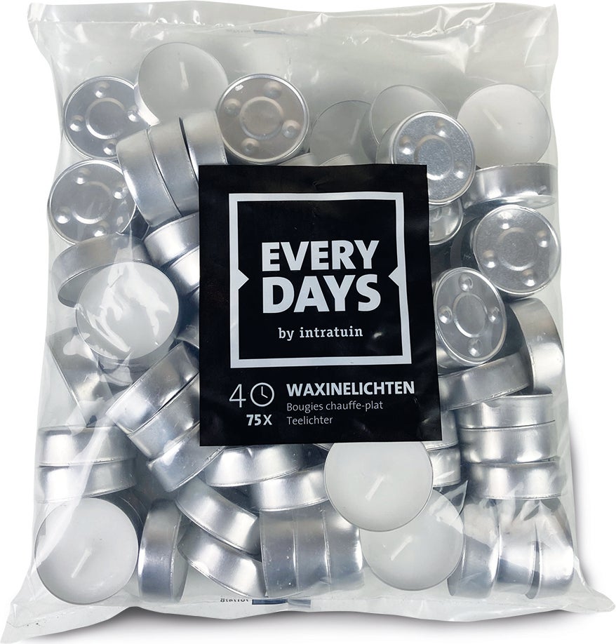 Everydays waxinelichten wit4 uur 75 stuks