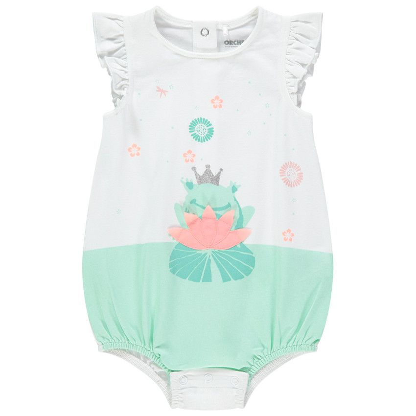 Body à manches volantées print grenouille - Gris
