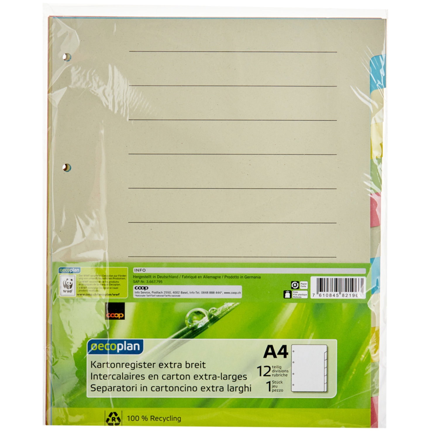 Oecoplan Kartonregister A4 extra-breit 12 Stück