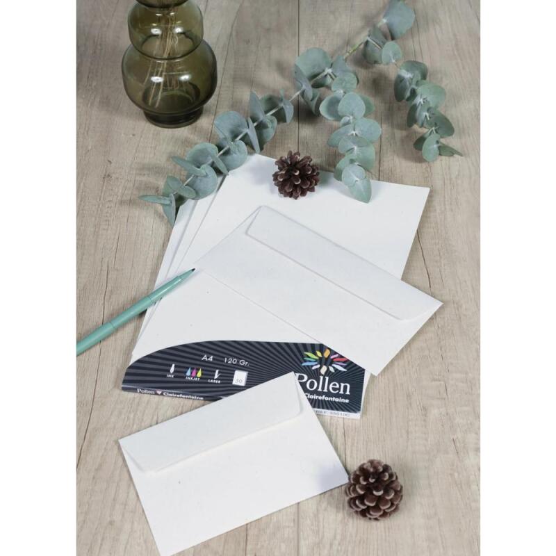 COLLECTION NATURA, Paquet de 20 enveloppes Pollen 110x220mm 120g/m2 - Natura