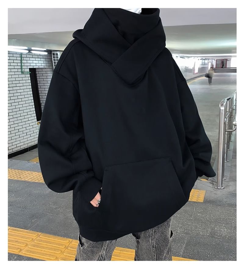 Bay Go Mall - Hoodie met opstaande kraag en effen kleur