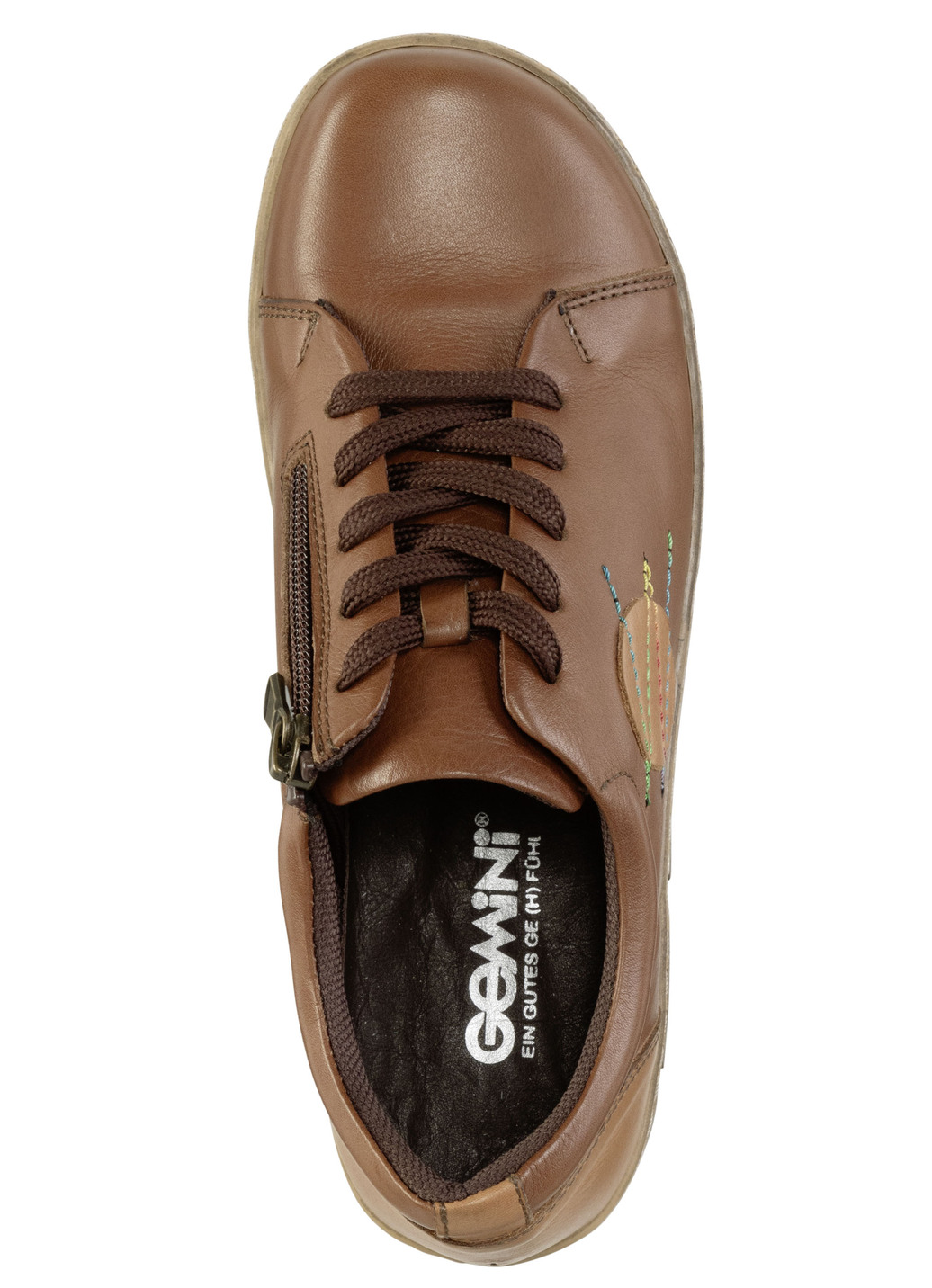 Gemini Schnürschuh mit Lederapplikation und Ziersteppung