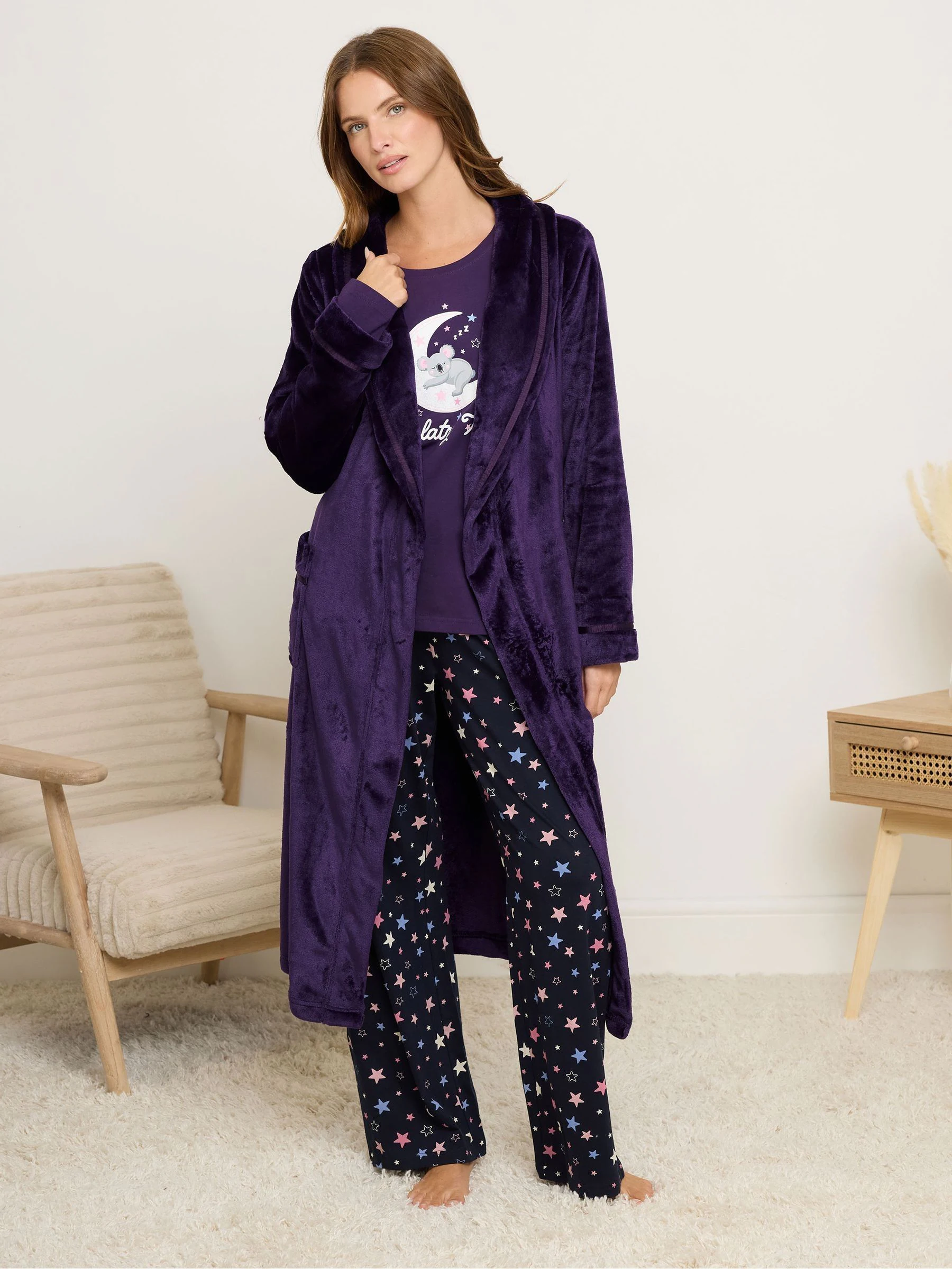 Paars - M&Co Ribbon Shawl Collar Robe