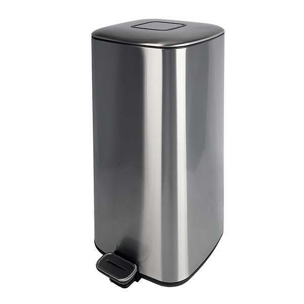 Poubelle à pédale cube Hailo 32 L, inox brossé.