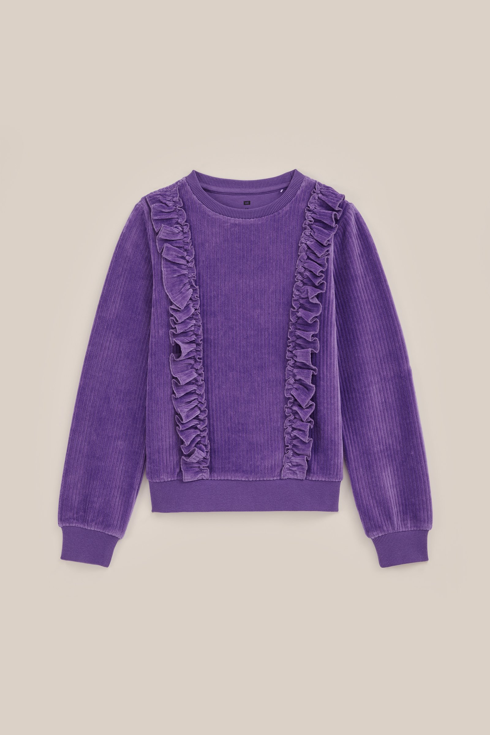 Meisjes velvet sweater met ruches WE Fashion Lavendel