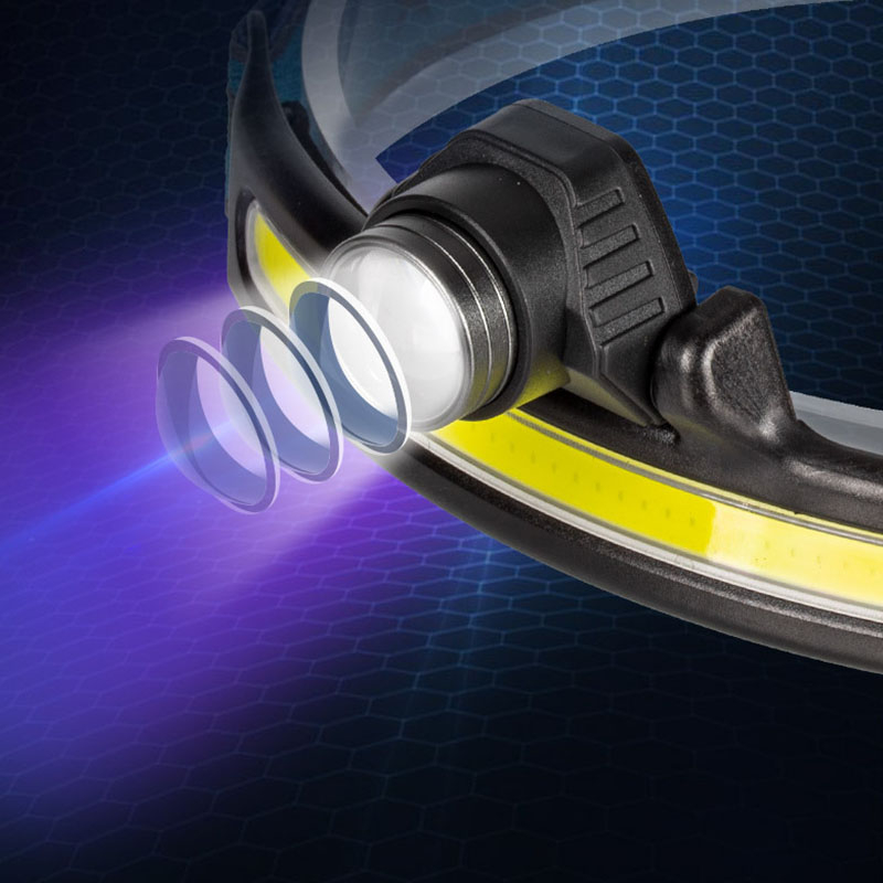 2000 Lumen Outdoor Running Stirnlampe COB LED Kopflampe IPX65 zum Wandern / Joggen / Radfahren mit 6 Leuchtmodi (2000mAh) - Blau / Schwarz