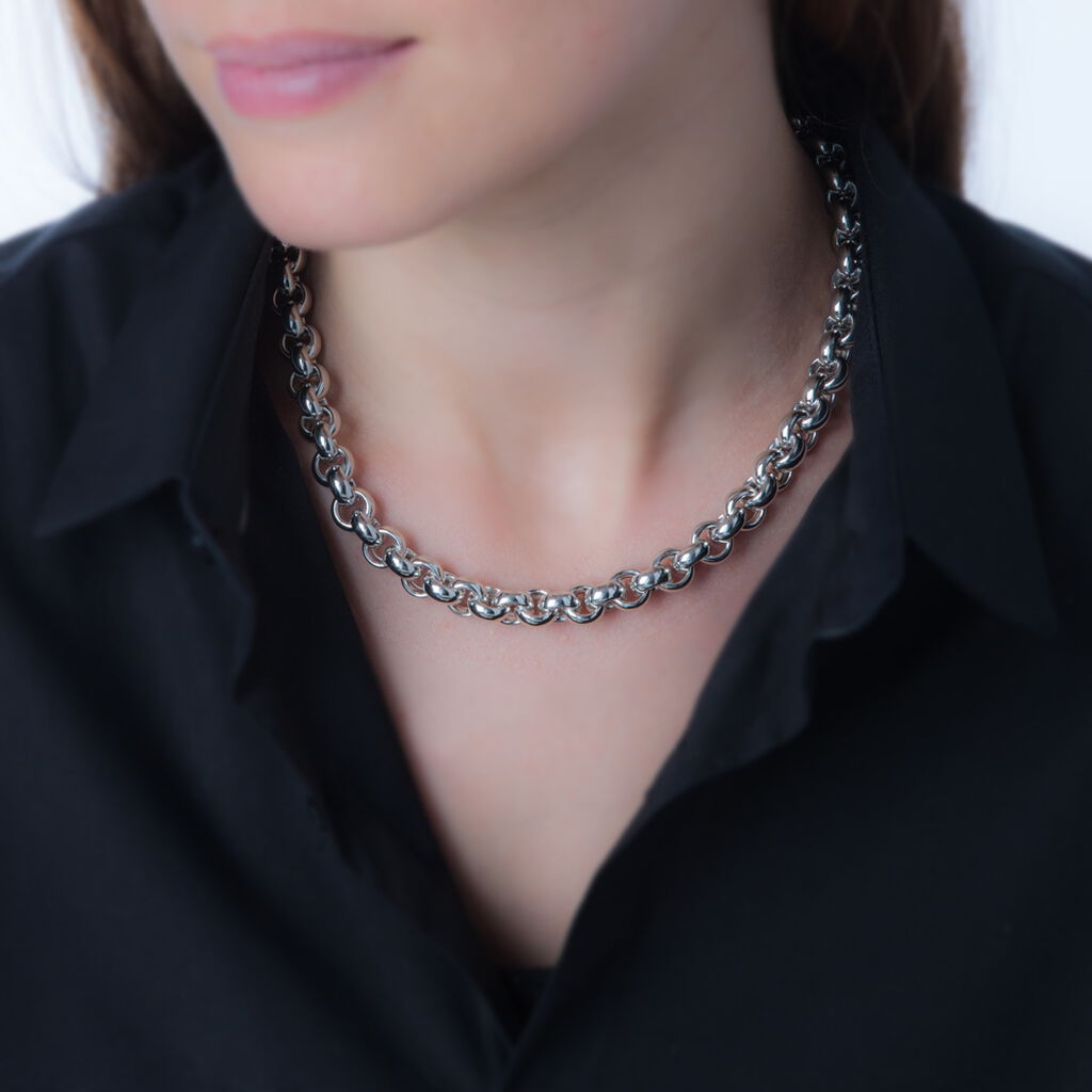 Collier Anta Maille Jaseron Argent Blanc