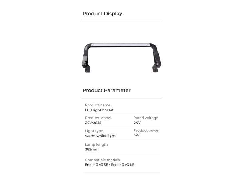 Creality LED Light Bar Kit Ender 3 V3 SE / KE LED Licht Upgrade für den Ender 3 V3 SE und Ender 3 V3 KE