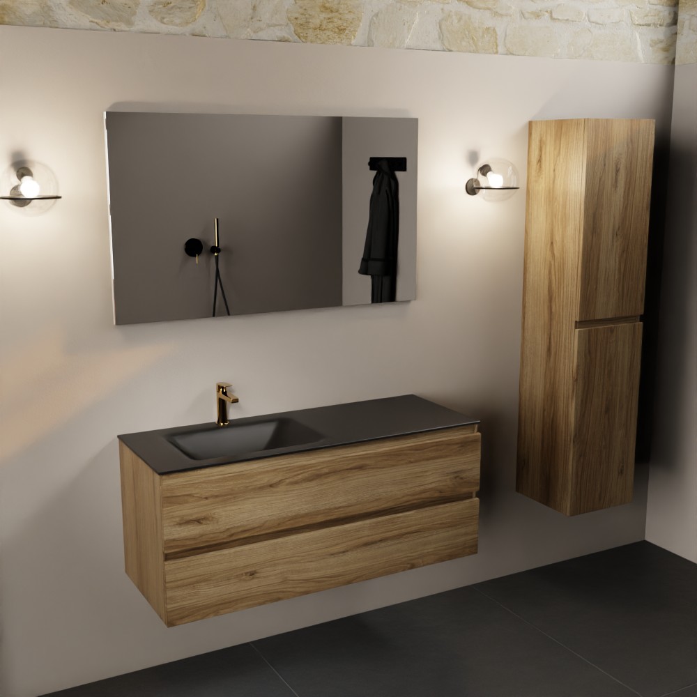 Mondiaz Aivy badmeubel 120cm chai met wastafel solid surface urban links 1 kraangat en spiegel
