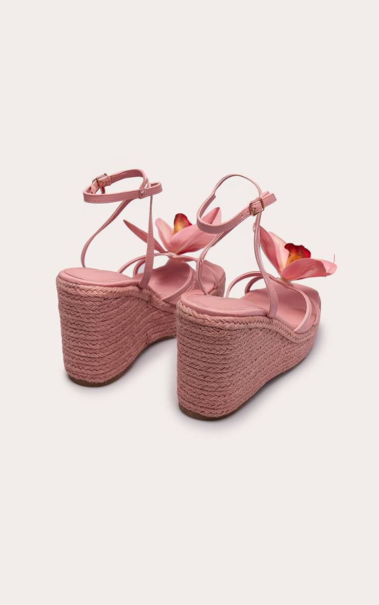 Rose Bébé Compensées À Corde Avec Ornement Orchidée