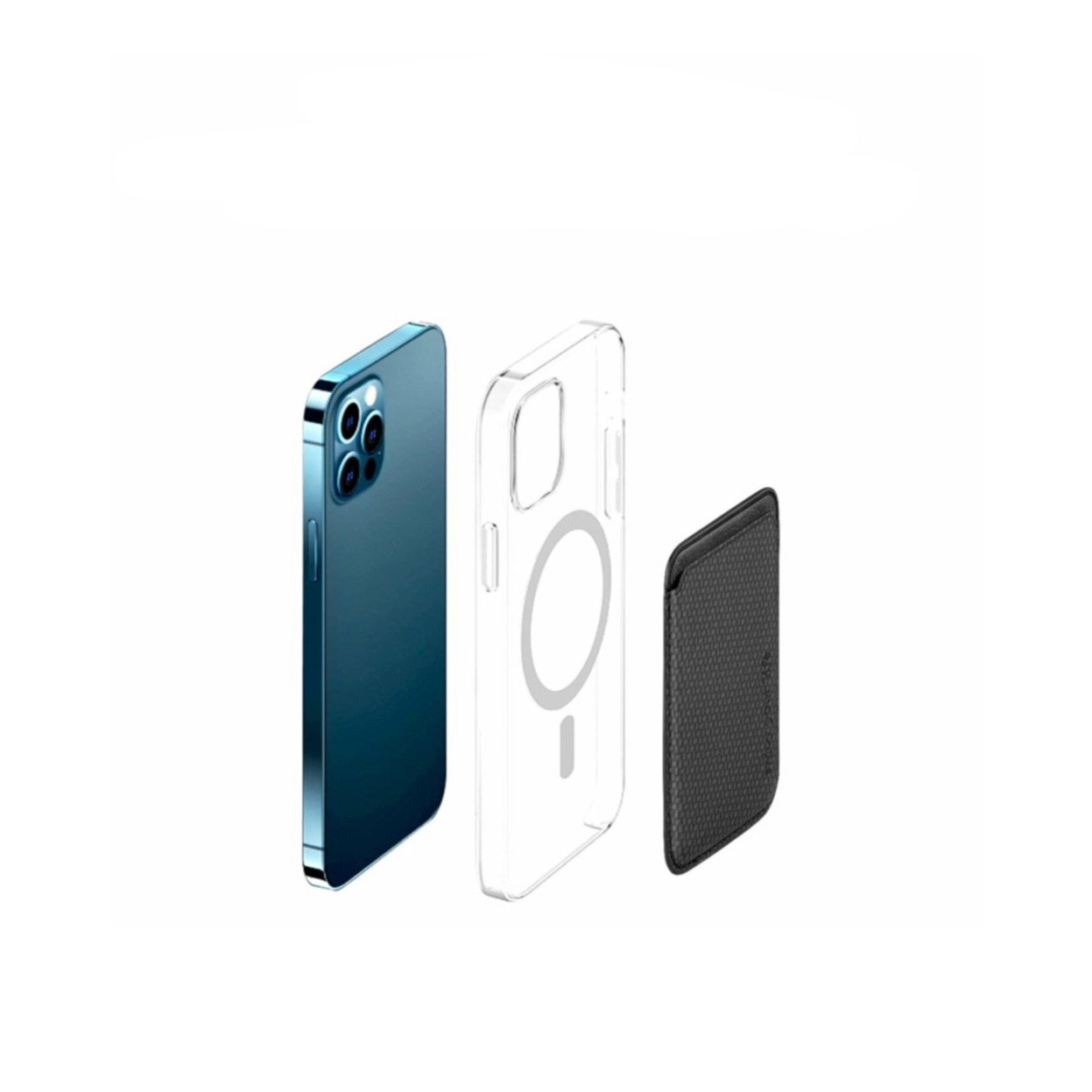 Magnetische MagSafe iPhone Leder Wallet Kreditkarten Halterung in Carbon Optik - Schwarz
