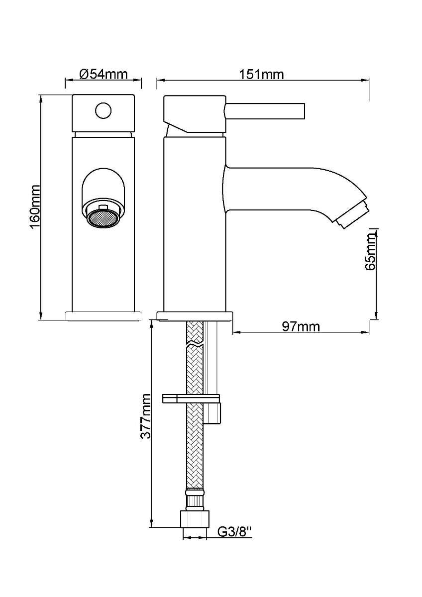 Mueller Round wastafelmengkraan laag PVD-coating chroom