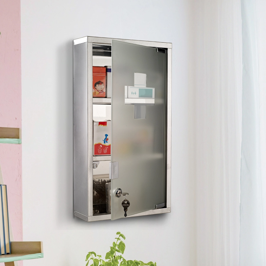 HOMCOM Medikamentenschrank mit 3 Fächer silber